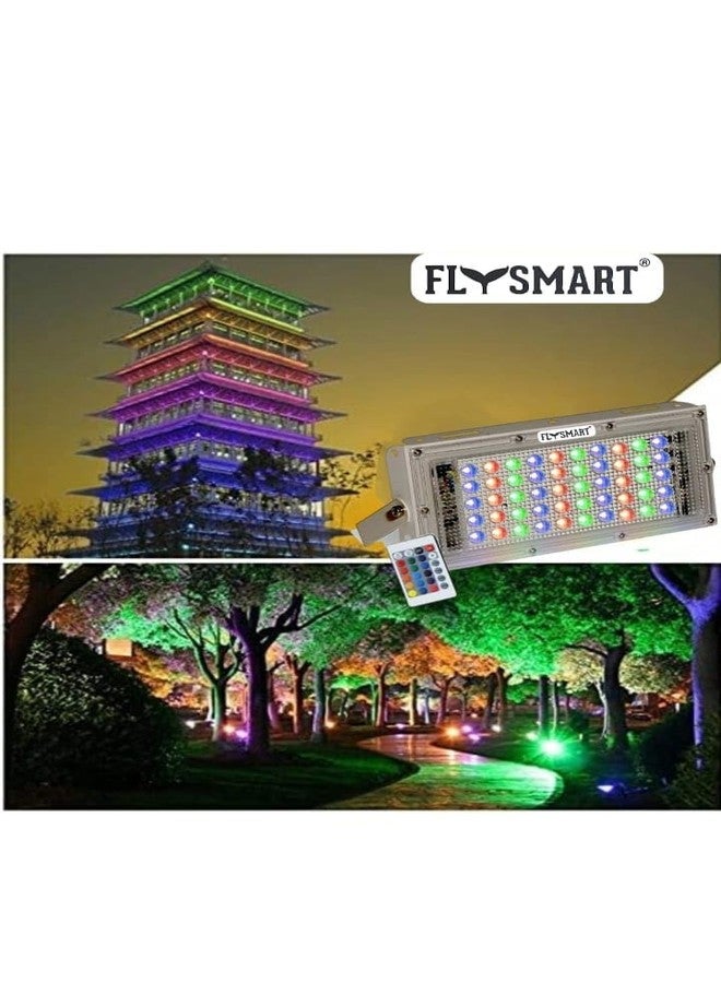 Flysmart مصباح Flysmart LED خارجي، 50 واط، مقاوم للماء بمعيار IP65 (RGB، عبوة من 2). - Image 5